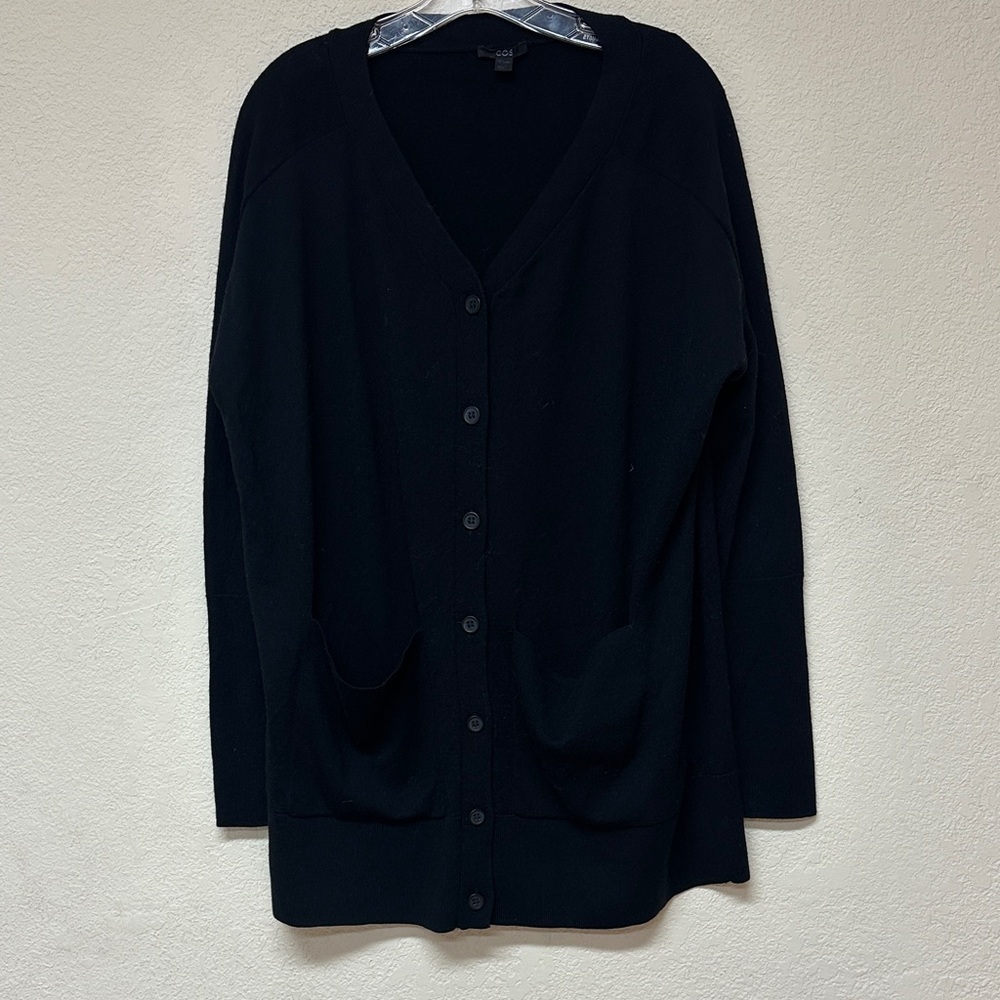 COS Women's Black wool blend Cardigan Sweater size S oversized